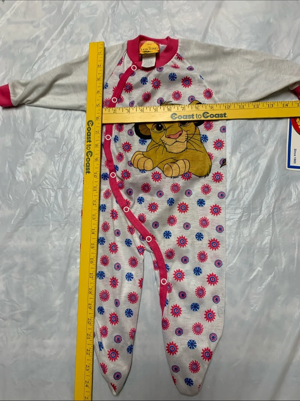 Vintage 90s Disney Lion King Footed Pajamas Simba Deadstock NWT Sz L 19-26 Pnd